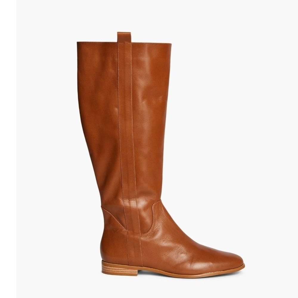 ABLE Women Cognac Brown Leather Knee High Riding Boots Size 9.5M NEW